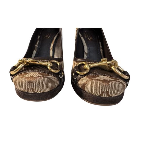 COACH Womens Size 7M Signature Brown Monogram Issy Wedge Platform Heel Shoes - Picture 5 of 11